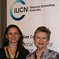 ACIUCN  Director Penelope Figgis with student researcher Kathy Zischka from Macquarie University at the ACIUCN World Heritage Symposium in Cairns. ACIUCN has developed a relationship with several universities to commission research and to engage students as volunteer helpers and rapporteurs in our events. 