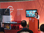 Yvonne Sadovy launching the book Adrift, Tales of Ocean Fragility at the IUCN Congress 2008